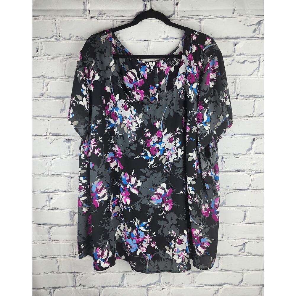 Torrid Top Womens 6X Black Floral fairycore dark academia romantic corpcore